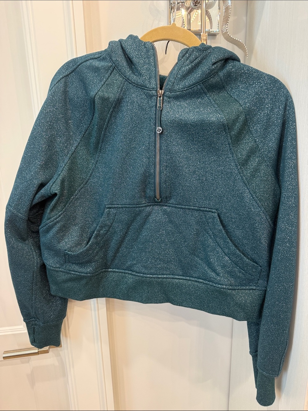 lululemon athletica Teal Sparkle Half-Zip Hoodie Sweater